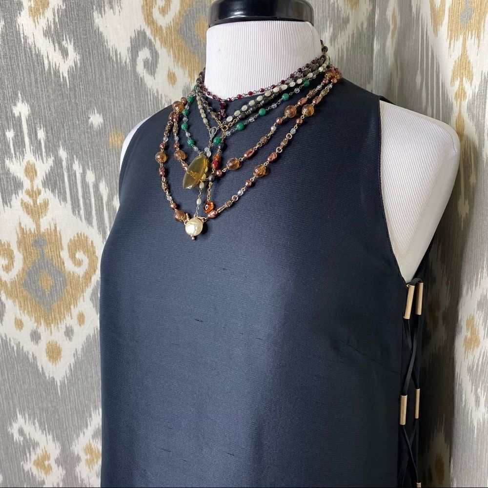 Ralph Lauren Spring/Summer2015 Black Silk Shantung Sleeveless Tunic Blouse